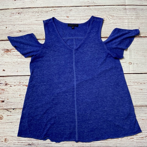 Sanctuary Clothing Cold Shoulder Blue Tee Top Sz M - Picture 10 of 16